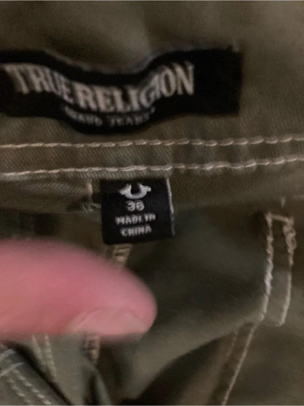 True Religion Olive Cargo Pants in Military Green